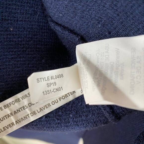 J. Crew Wrap Sweater Blazer Size XS Navy Blue Cotton Wool Belt Tie Jacket L0498 - Picture 13 of 14